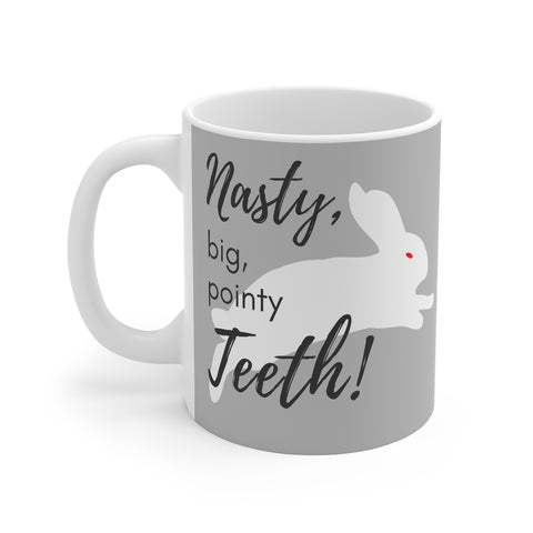 Nasty, big, pointy teeth! - 11oz Mug in White w/ Gray