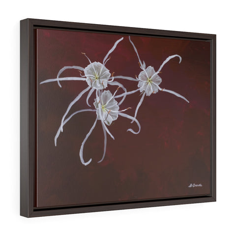 Spider Lillies on the Creek (by Brent Grenda) - Framed Premium Gallery Wrap Canvas