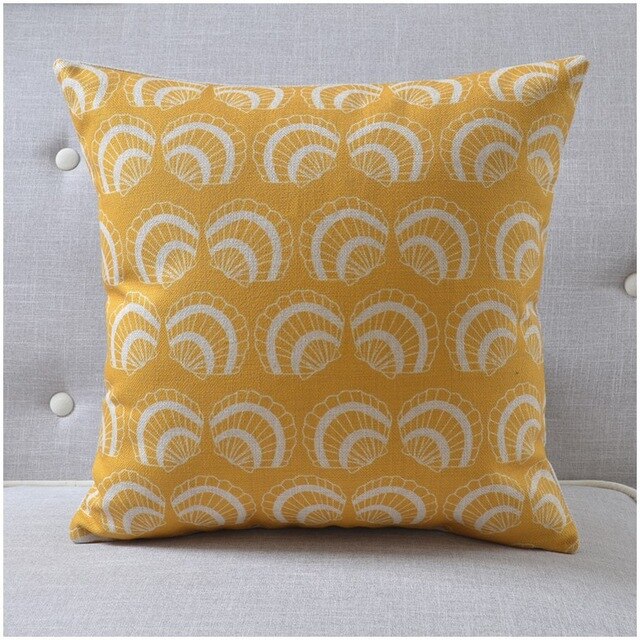 Yellow and White Coastal Decor Accent Pillows. Shell Fish print. (45x4 –  Dream it. Build it. Love it.