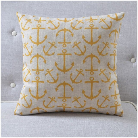 Yellow and White Coastal Decor Accent Pillows.  9 Designs.  (45x45cm)