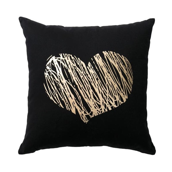 Black Gold and White printed cotton accent pillows