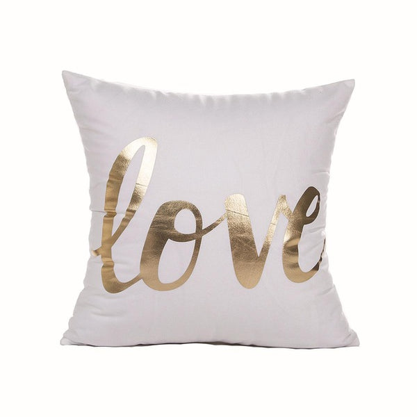 Black Gold and White printed cotton accent pillows