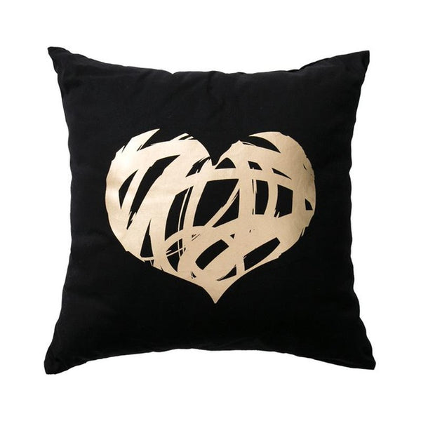 Black Gold and White printed cotton accent pillows