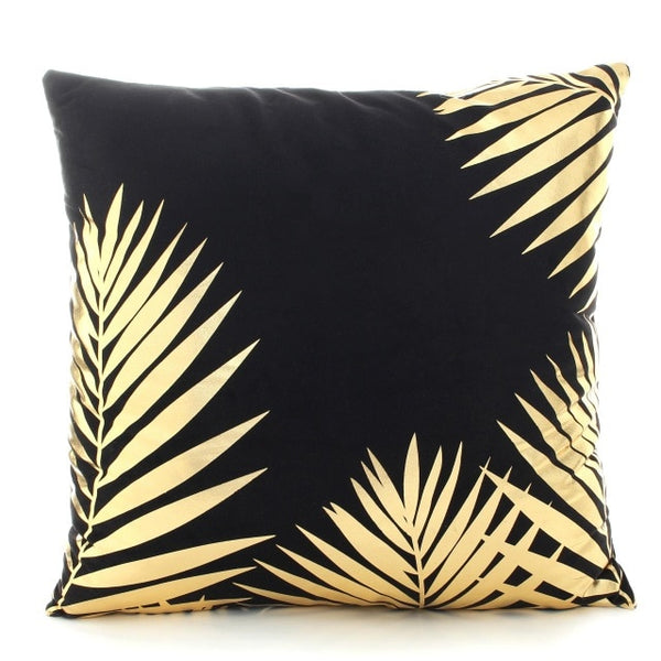 Black Gold and White printed cotton accent pillows