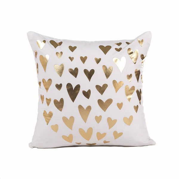 Black Gold and White printed cotton accent pillows