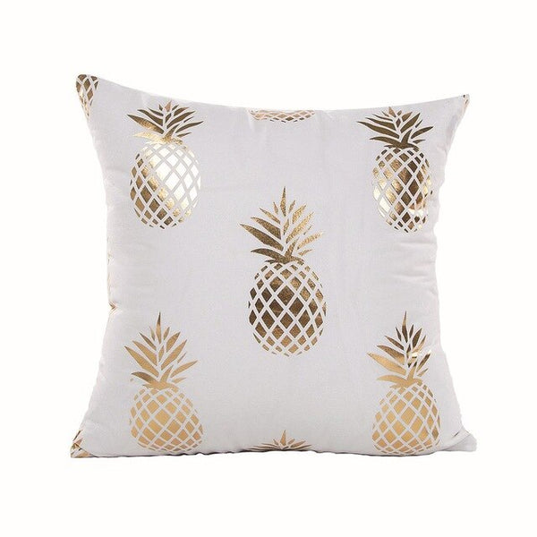 Black Gold and White printed cotton accent pillows