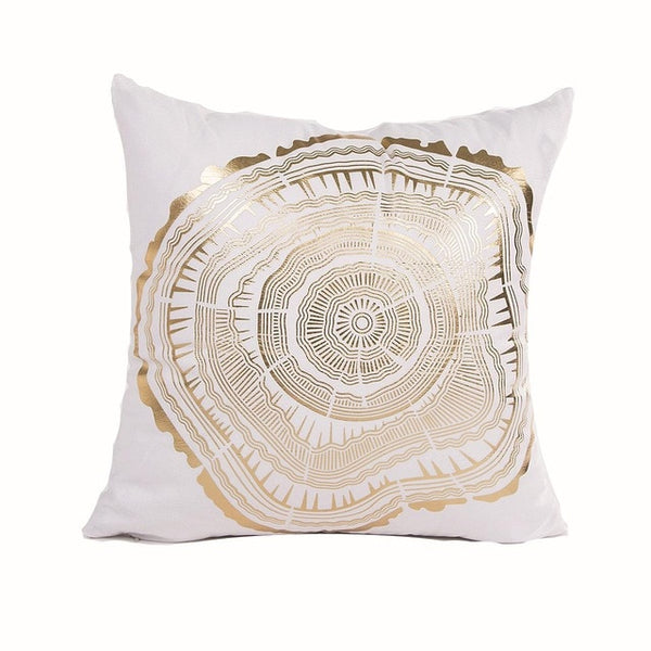 Black Gold and White printed cotton accent pillows