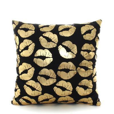 Black Gold and White printed cotton accent pillows