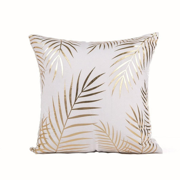 Black Gold and White printed cotton accent pillows