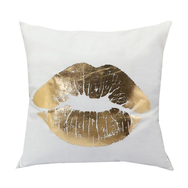 Black Gold and White printed cotton accent pillows