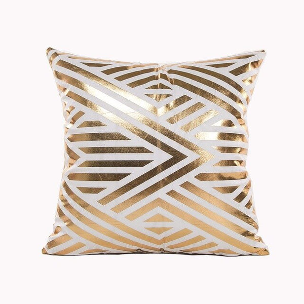 Black Gold and White printed cotton accent pillows