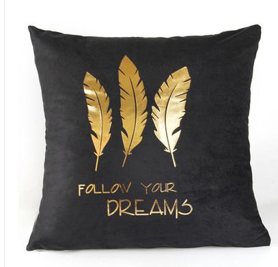 Black Gold and White printed cotton accent pillows