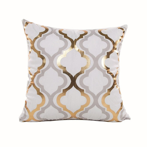 Black Gold and White printed cotton accent pillows