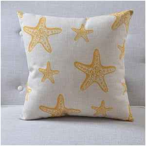 Yellow and White Coastal Decor Accent Pillows. Shell Fish print. (45x4 –  Dream it. Build it. Love it.